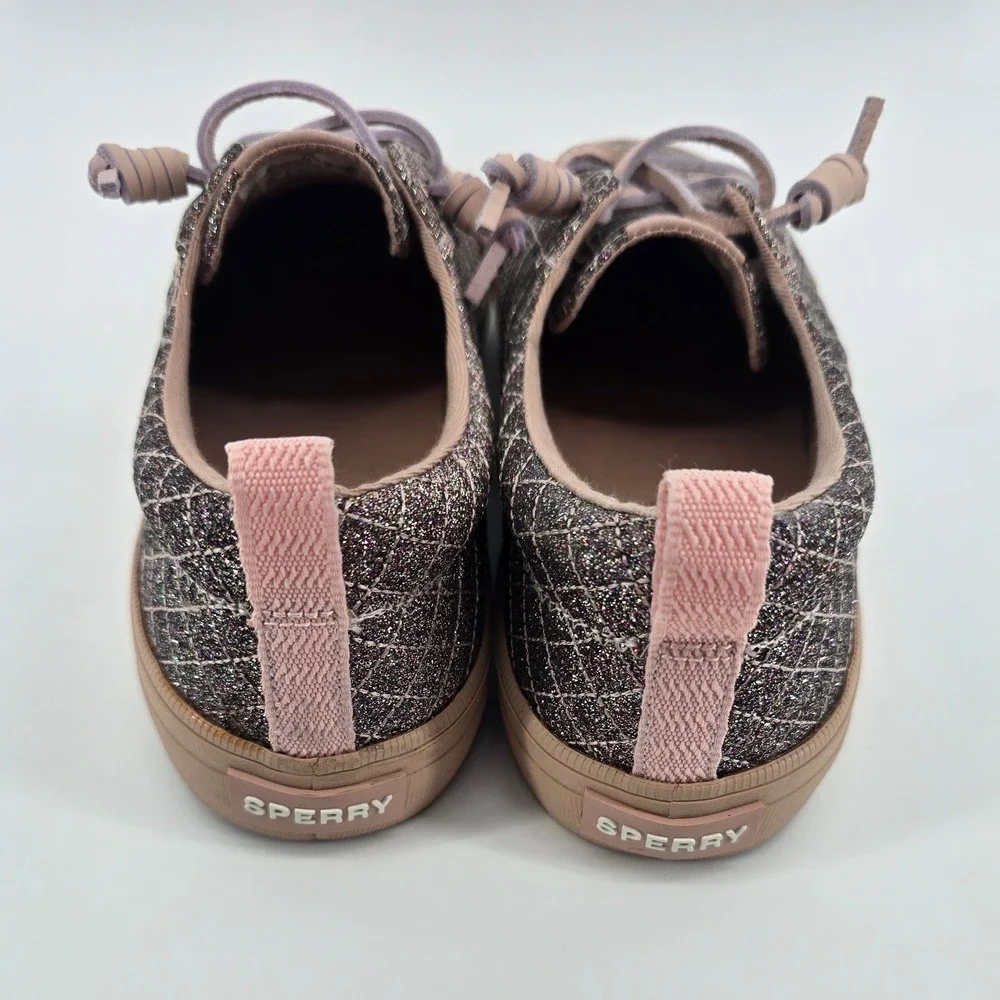 Sperry Sneakers Womens 10 Pink Crest Vibe SeaCycled Quilted Glitter STS89029